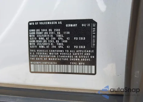 2022 Volkswagen Id.4 Pro из США, поврежденный, VIN WVGRMPE29NP038254